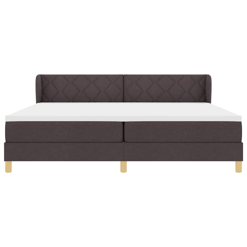 Boxrugós ágy fejtámlával Sötét Barna 200 x 200 cm szövet