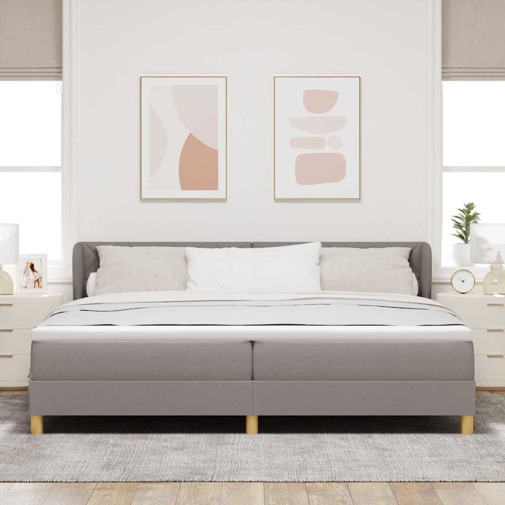 Boxrugós ágy fejtámlával Tópszínű 200 x 200 cm szövet