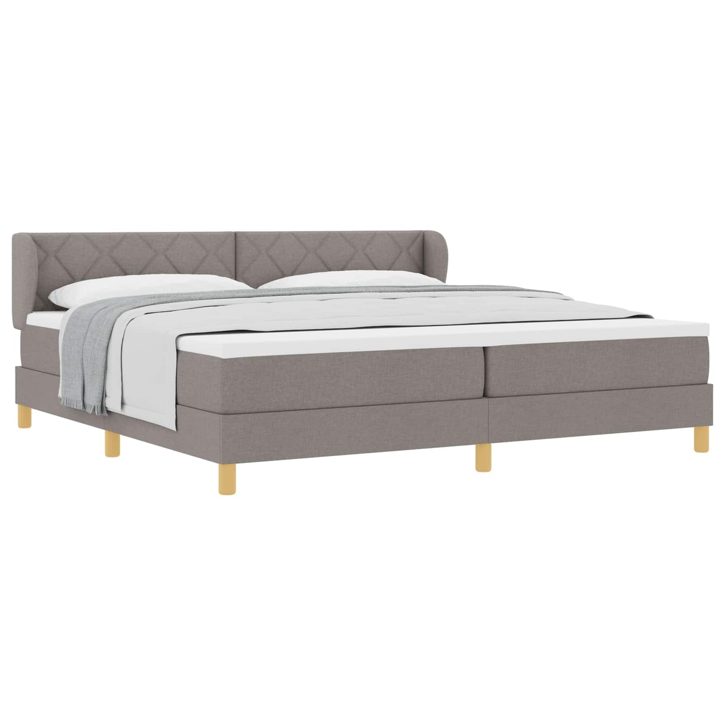 Boxrugós ágy fejtámlával Tópszínű 200 x 200 cm szövet