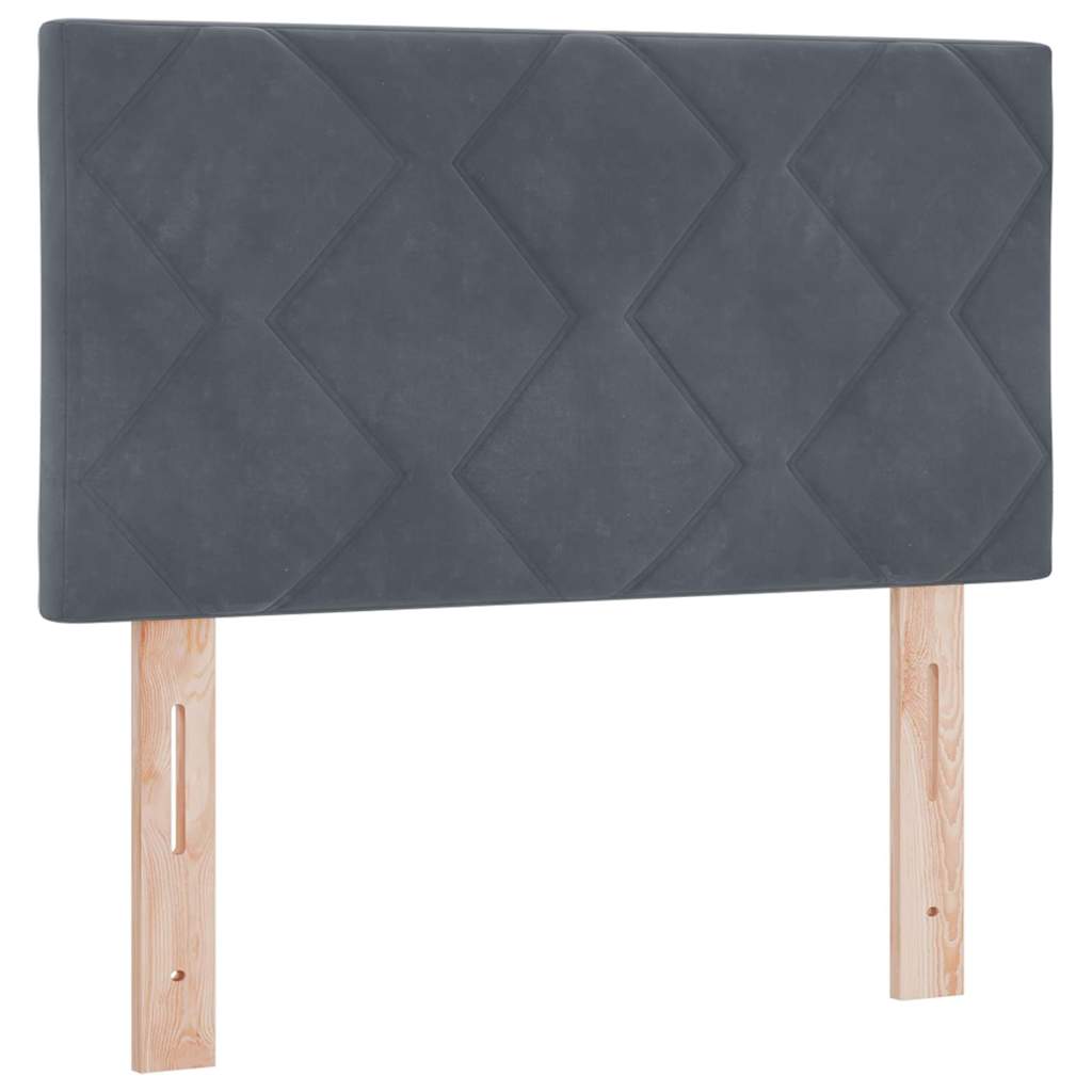 Boxrugós ágy fejtámlával Sötétszürke 80 x 200 cm Bársony
