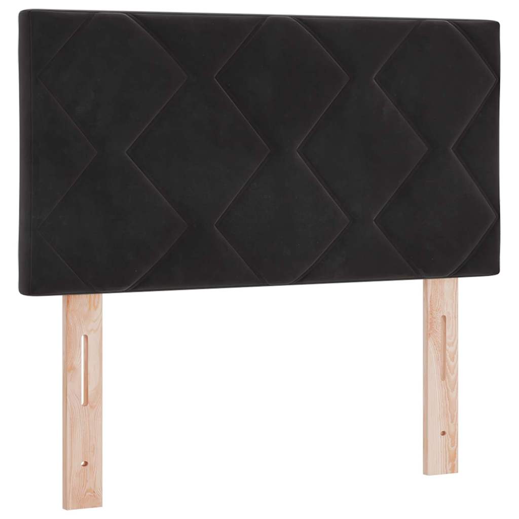 Boxrugós ágy fejtámlával Fekete 80 x 200 cm Bársony