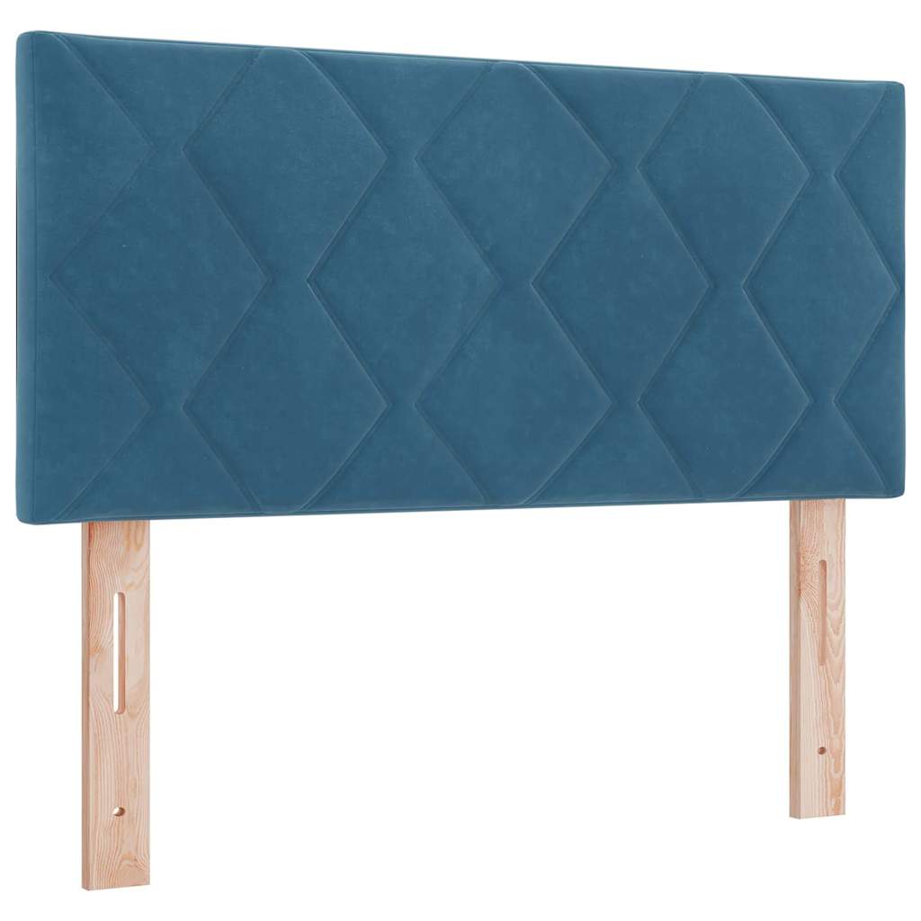 Boxrugós ágy fejtámlával Sötétkék 100 x 200 cm Bársony