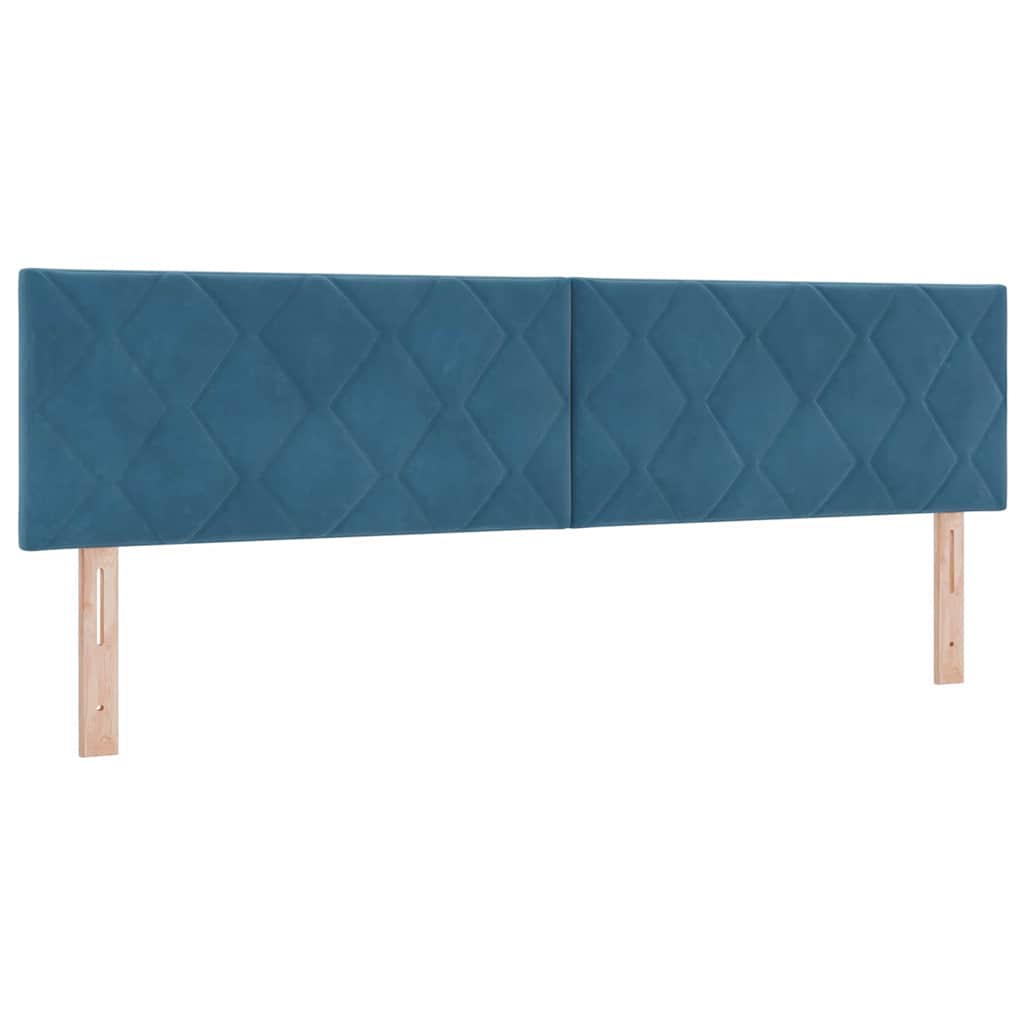 Boxrugós ágy fejtámlával Sötétkék 180 x 200 cm Bársony