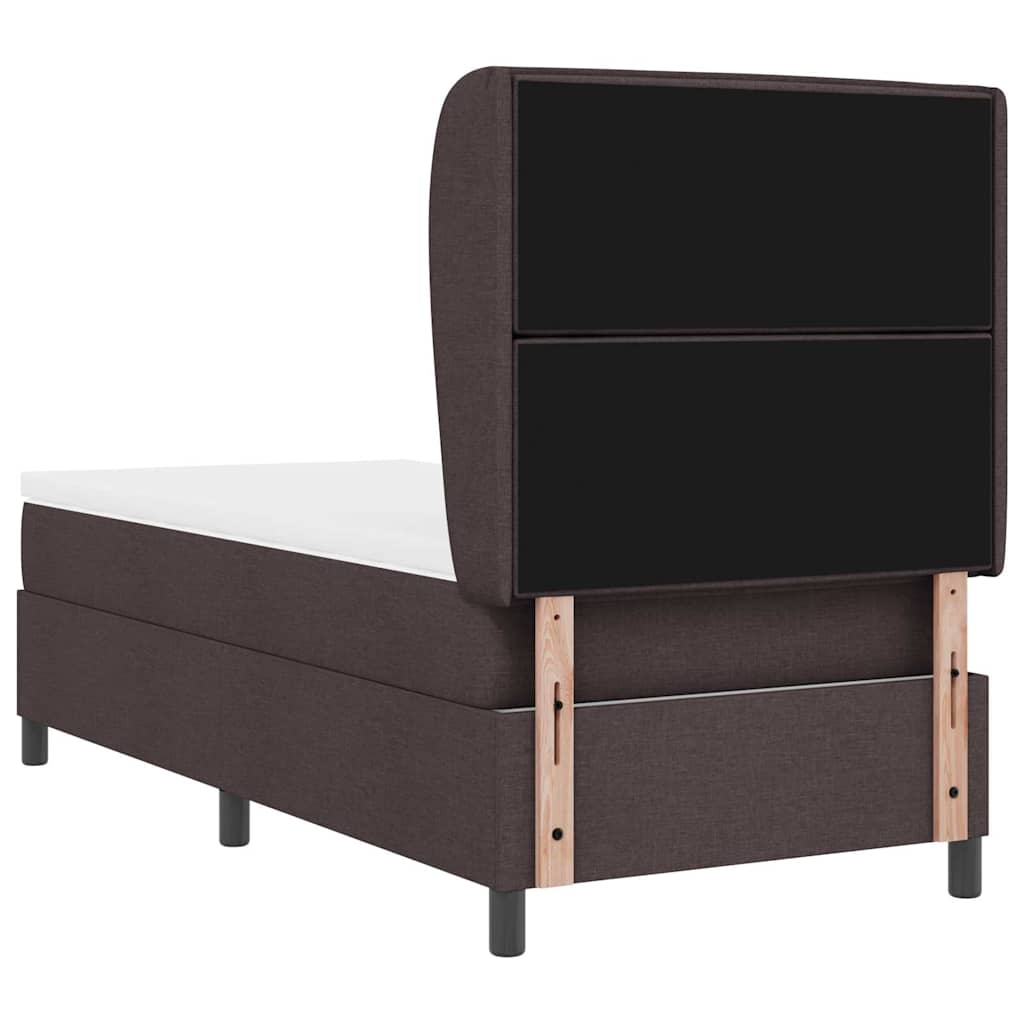 Boxrugós ágy matracmal sötétbarna 90 x 190 cm szövet