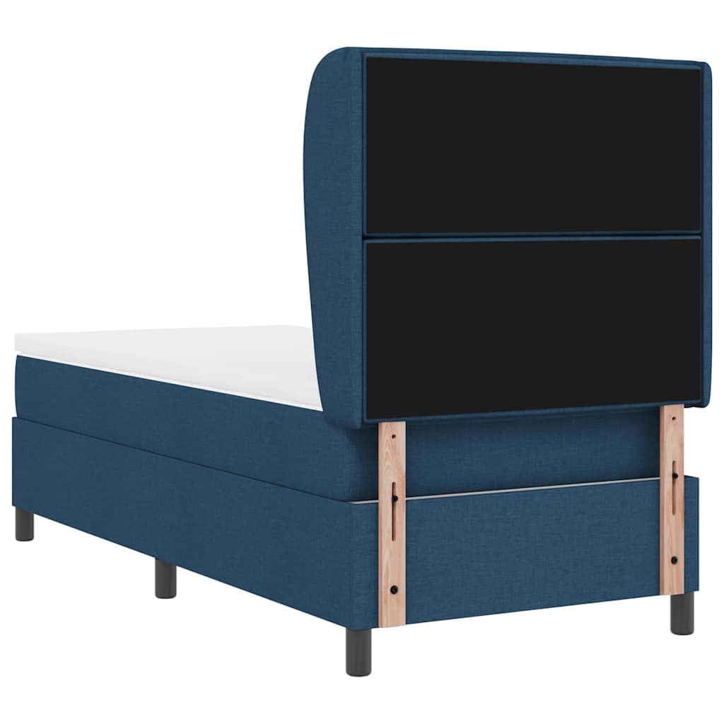 Boxrugós ágy matracmal fejtámlával Kék 90 x 190 cm szövet