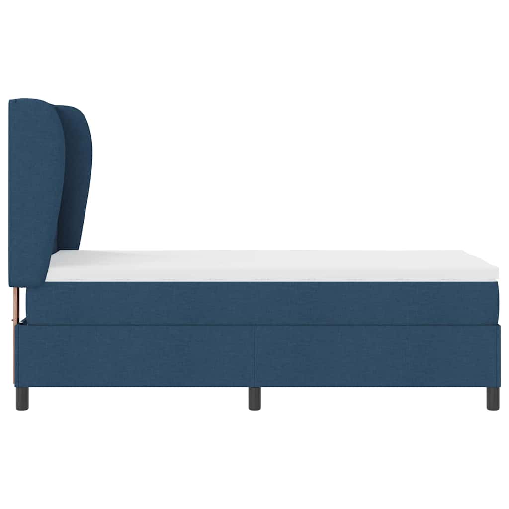 Boxrugós ágy matracmal fejtámlával Kék 90 x 190 cm szövet