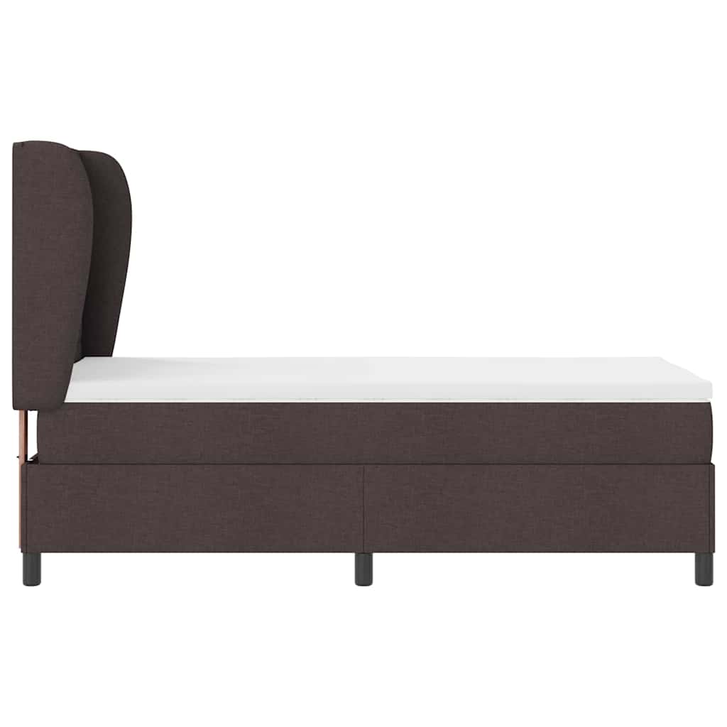 Boxrugós ágy matracmal sötétbarna 90 x 200 cm szövet