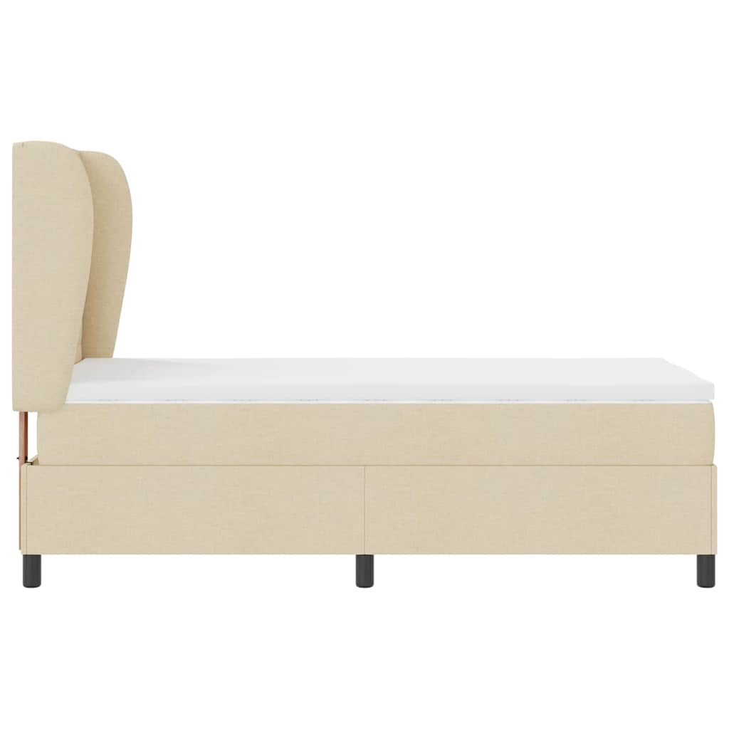 Boxrugós ágy matracmal fejtámlával Krém 90 x 200 cm szövet