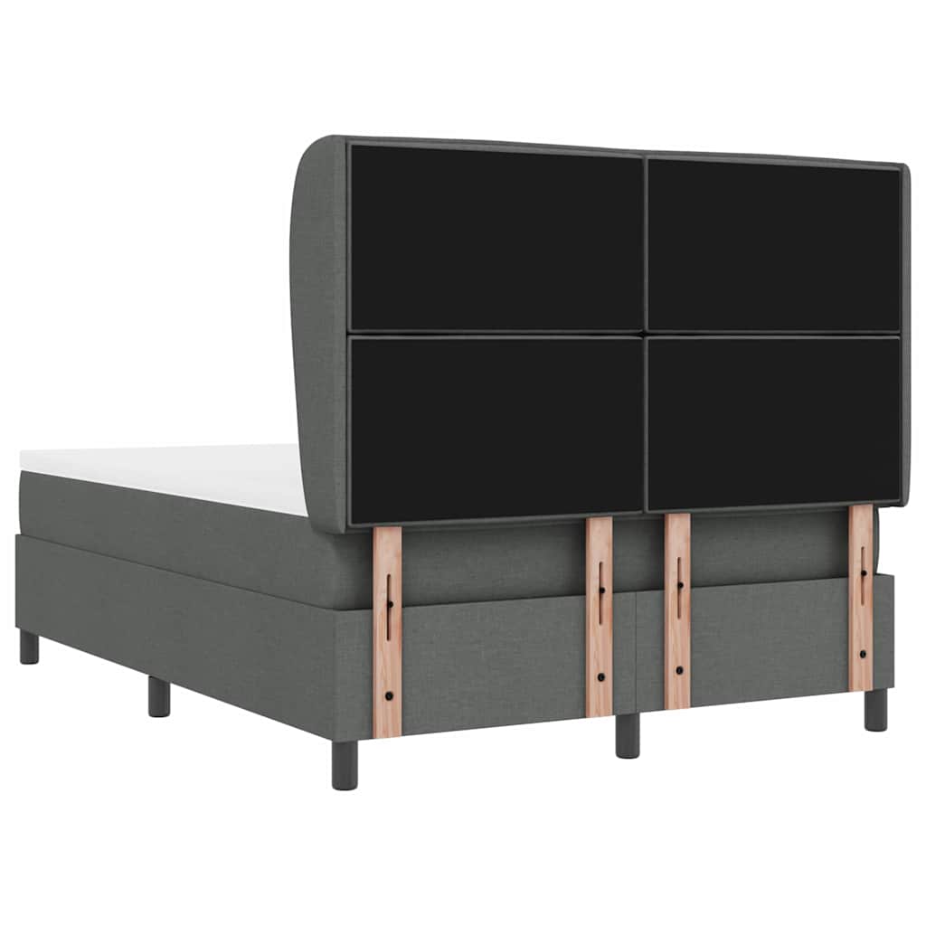 Boxrugós ágy matracmal Sötétszürke 140 x 190 cm szövet