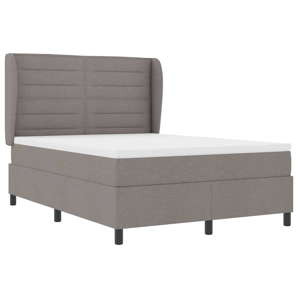 Boxrugós ágy matracmal fejtámlával Tópszínű 140 x 190 cm szövet