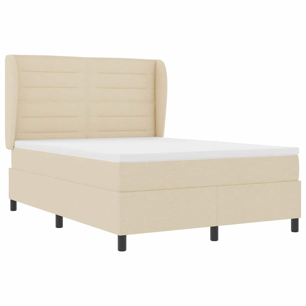 Boxrugós ágy matracmal fejtámlával Krém 140 x 190 cm szövet
