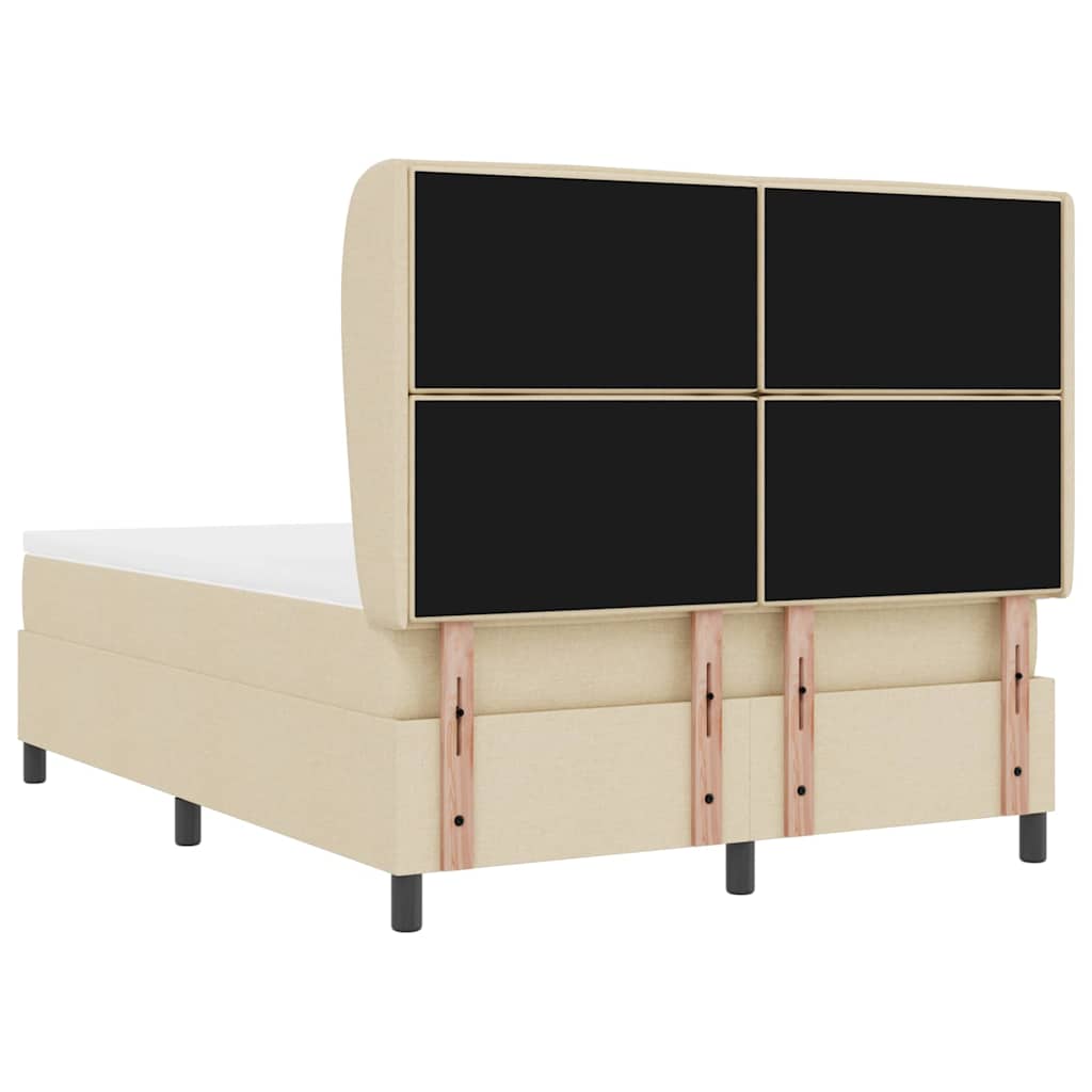 Boxrugós ágy matracmal fejtámlával Krém 140 x 190 cm szövet