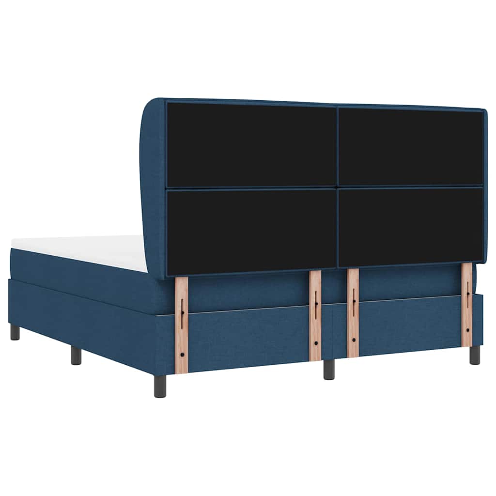Boxrugós ágy matracmal fejtámlával Kék 180 x 200 cm szövet