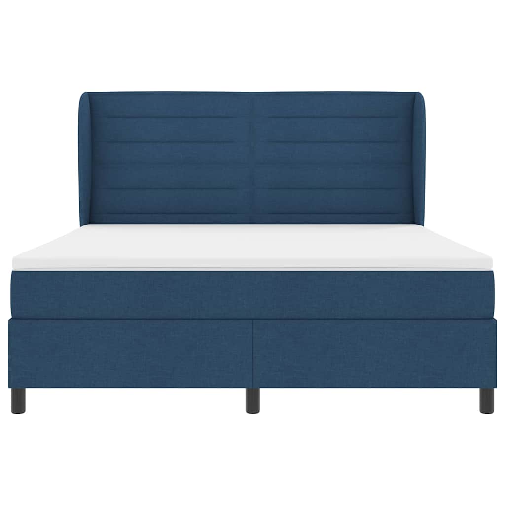 Boxrugós ágy matracmal fejtámlával Kék 180 x 200 cm szövet