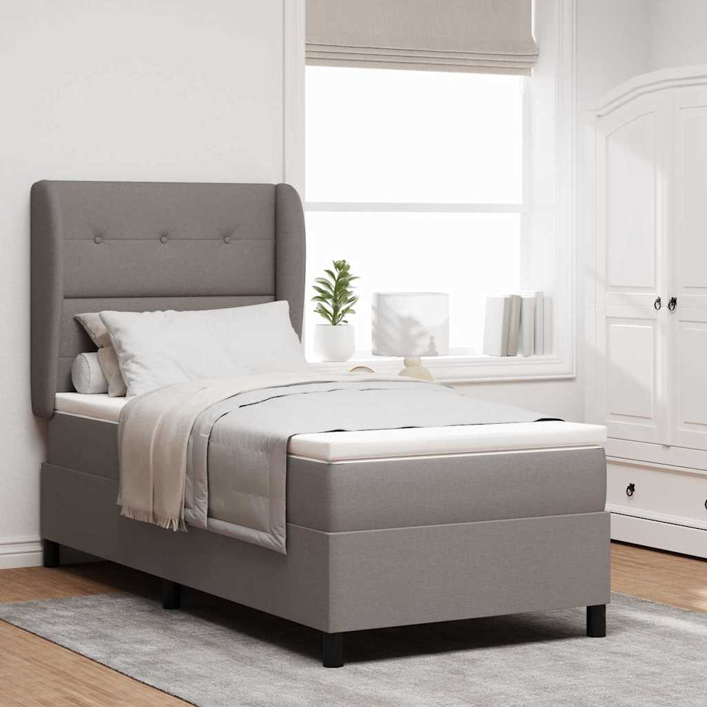 Boxrugós ágy matracmal fejtámlával Tópszínű 80 x 200 cm szövet