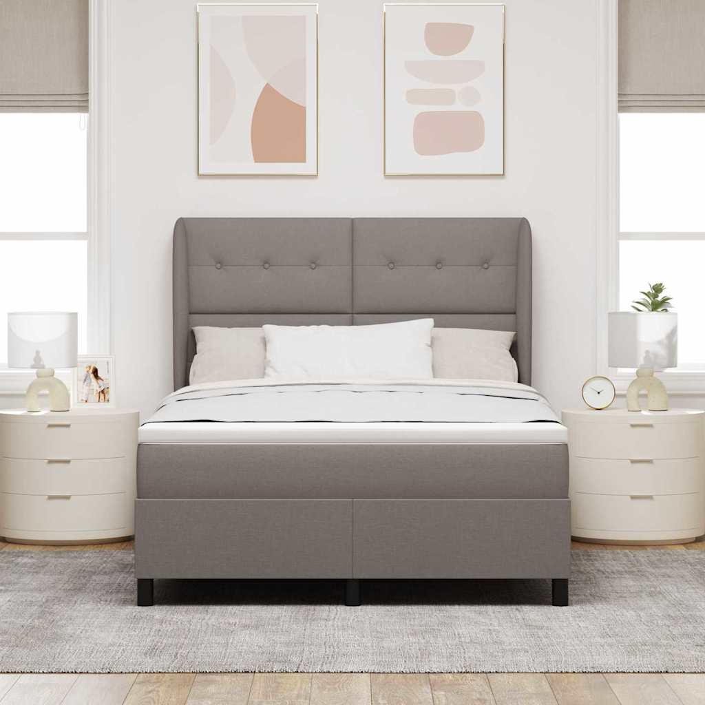 Boxrugós ágy fejtámlával Tópszínű 140 x 200 cm szövet