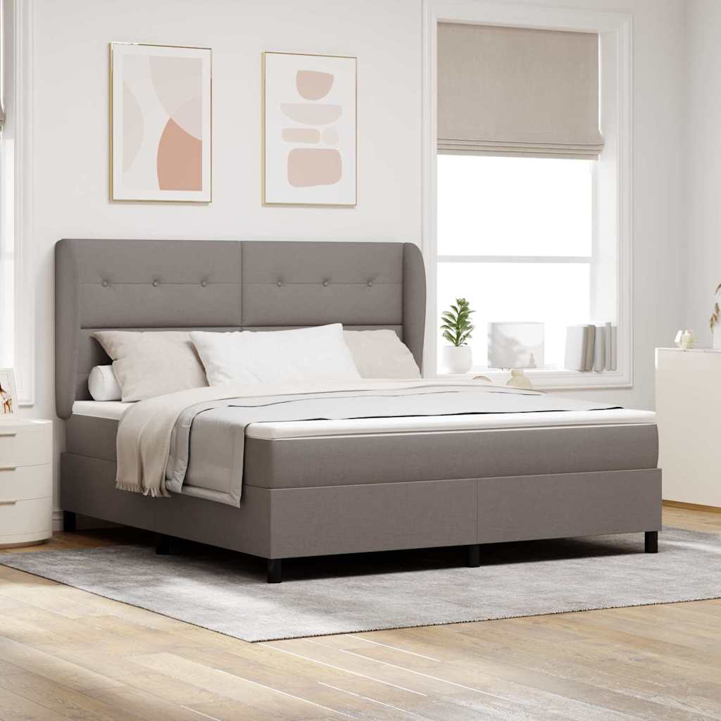 Boxrugós ágy fejtámlával Tópszínű 180 x 200 cm szövet