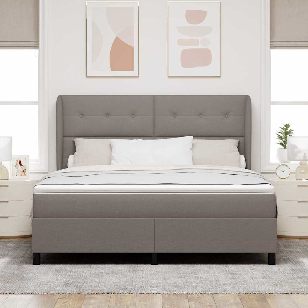 Boxrugós ágy fejtámlával Tópszínű 180 x 200 cm szövet