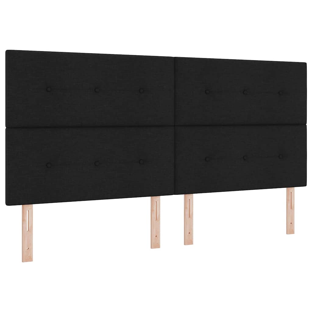 Boxrugós ágy fejtámlával Fekete 200 x 200 cm szövet
