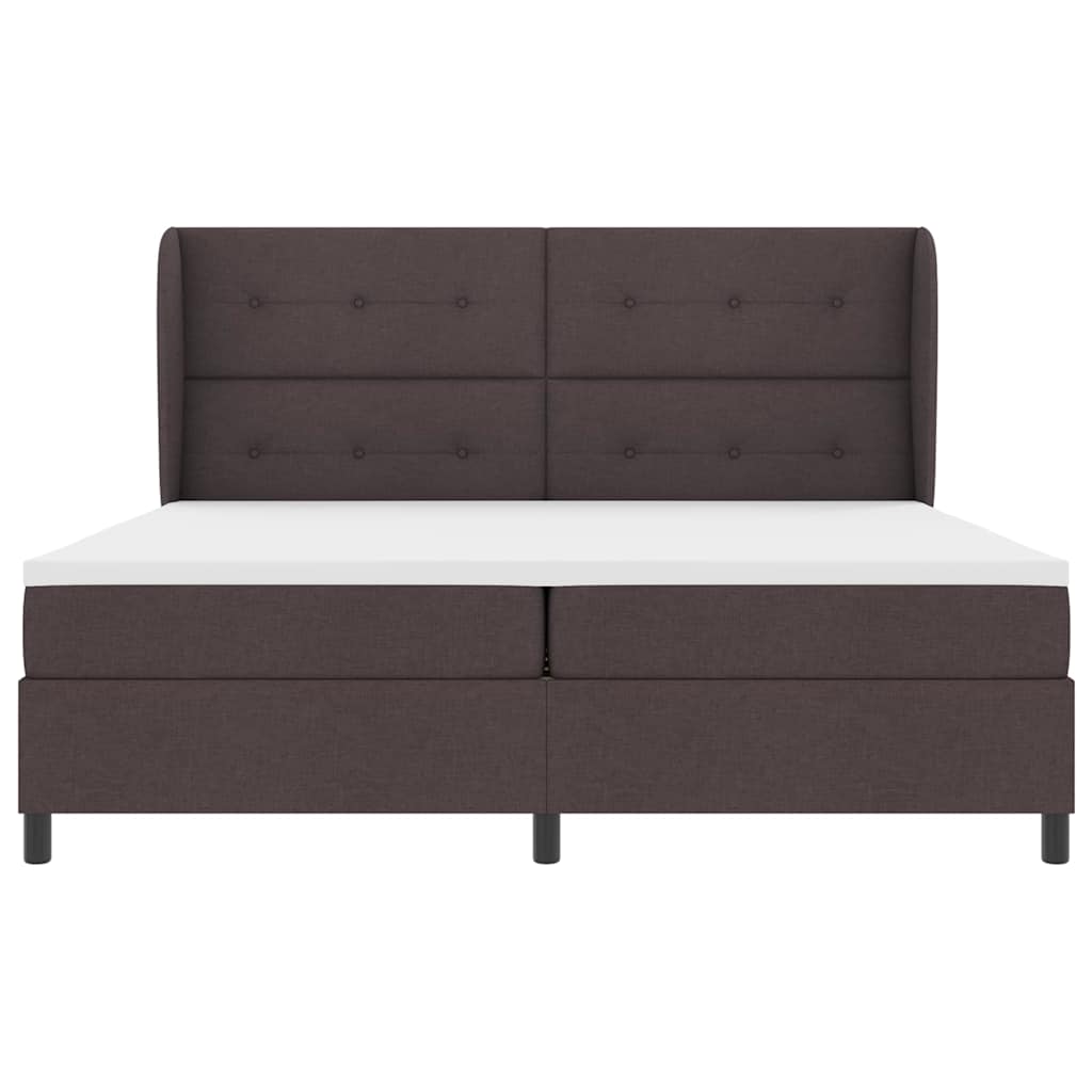 Boxrugós ágy fejtámlával sötétbarna 200 x 200 cm szövet