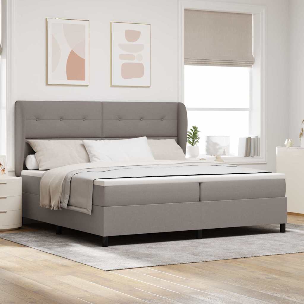 Boxrugós ágy fejtámlával Tópszínű 200 x 200 cm szövet
