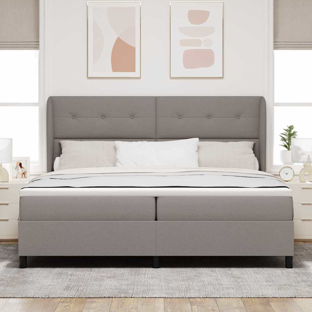 Boxrugós ágy fejtámlával Tópszínű 200 x 200 cm szövet