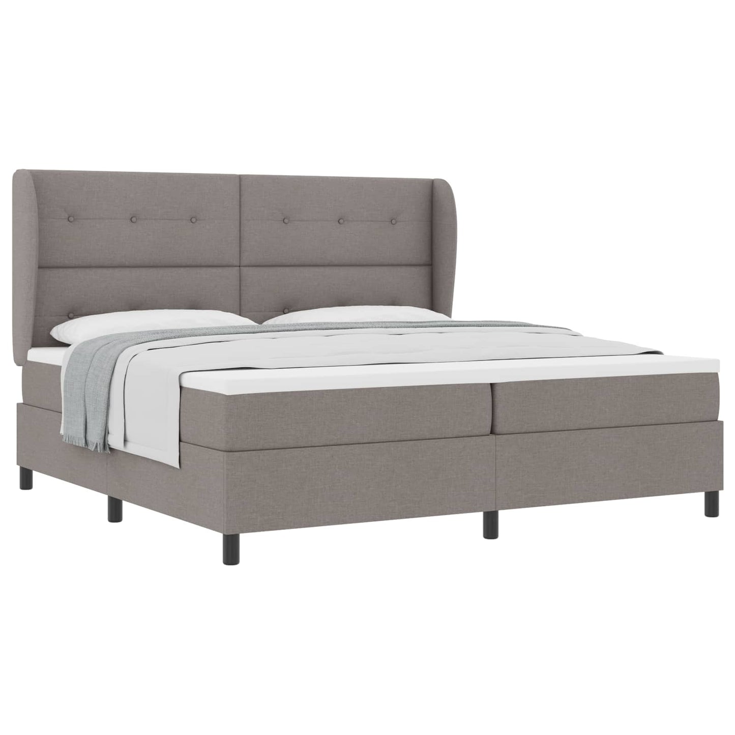 Boxrugós ágy fejtámlával Tópszínű 200 x 200 cm szövet