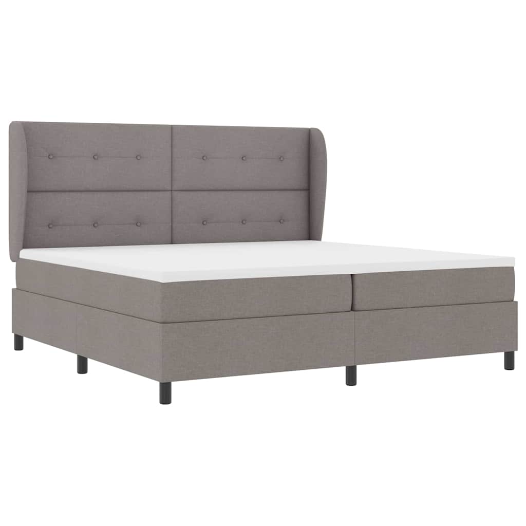 Boxrugós ágy fejtámlával Tópszínű 200 x 200 cm szövet
