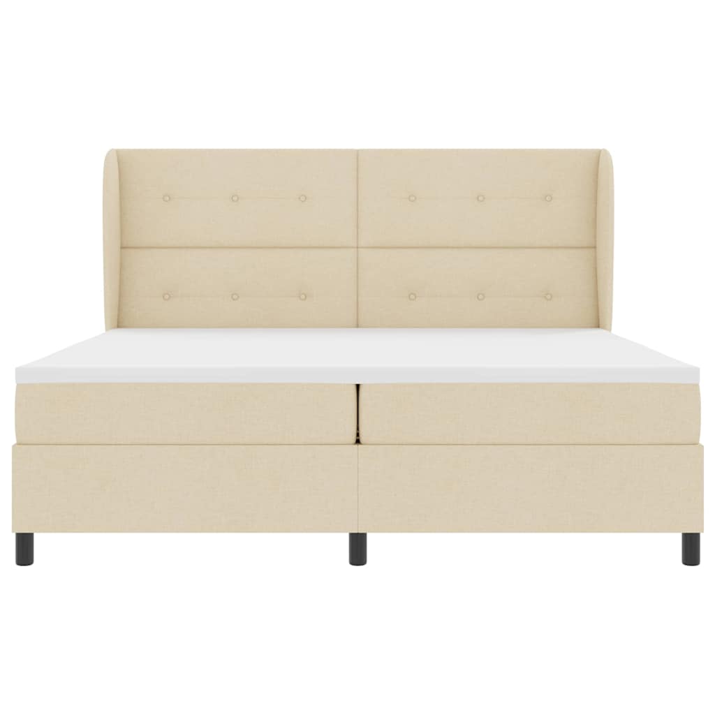 Boxrugós ágy fejtámlával Krém 200 x 200 cm szövet