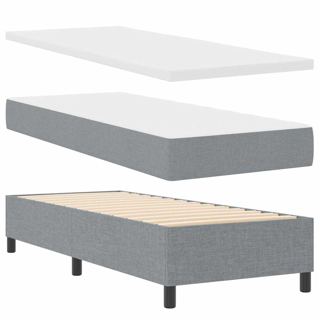 Boxrugós ágy fejtámlával Világosszürke 80 x 200 cm szövet