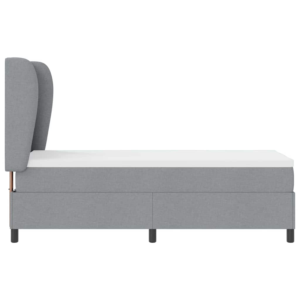 Boxrugós ágy fejtámlával Világosszürke 80 x 200 cm szövet
