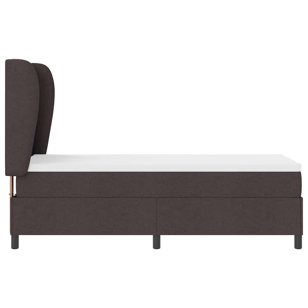 Boxrugós ágy fejtámlával sötétbarna 80 x 200 cm szövet