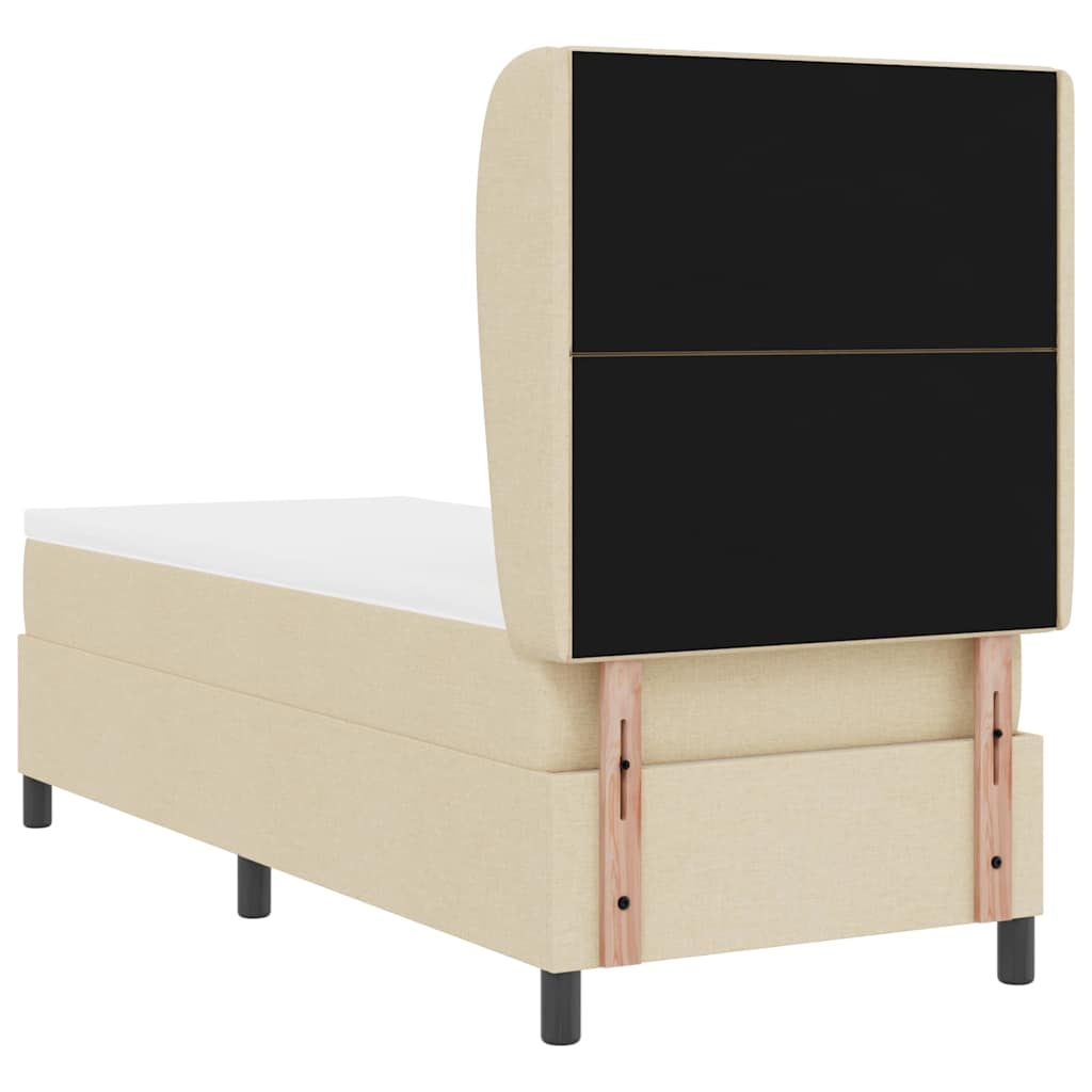 Boxrugós ágy párnával fejtámlával Krém 80 x 200 cm szövet