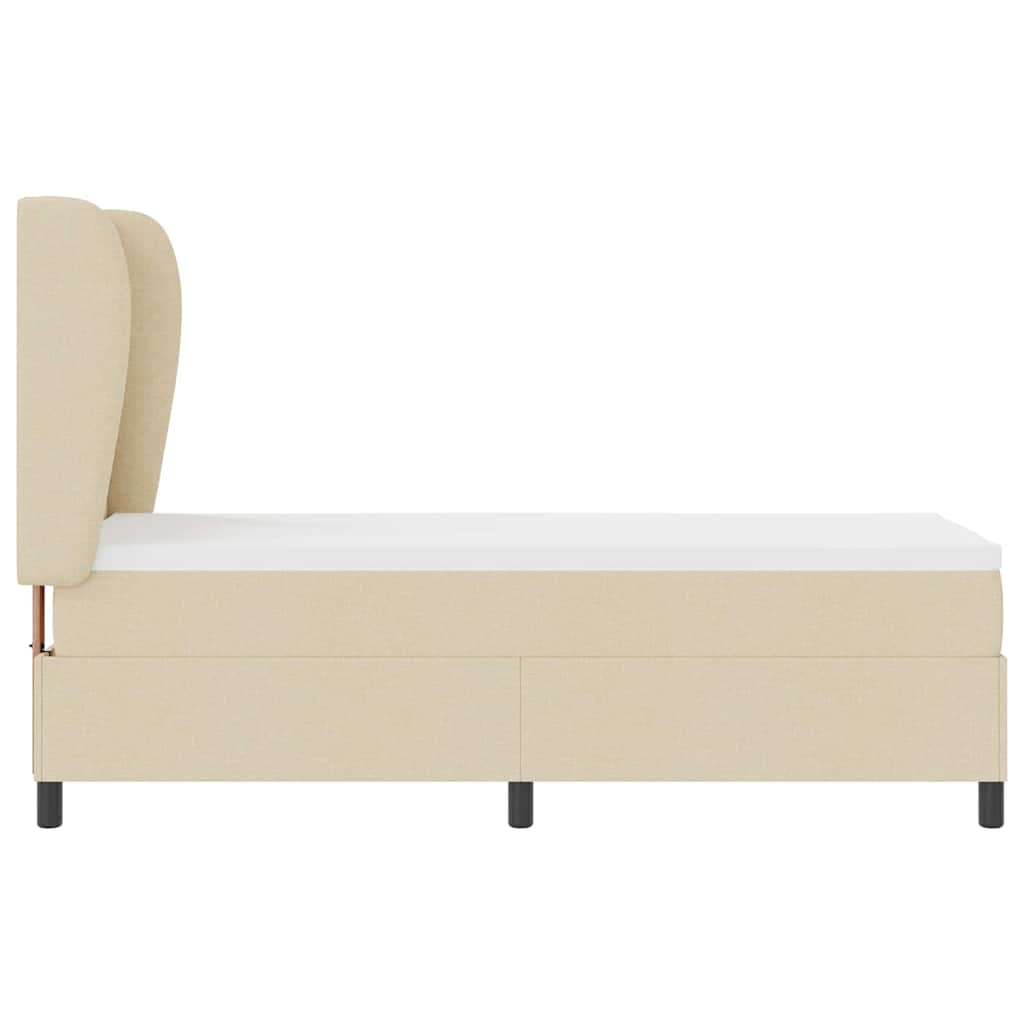 Boxrugós ágy párnával fejtámlával Krém 80 x 200 cm szövet