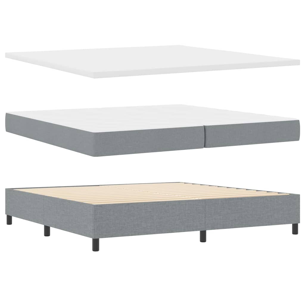Boxrugós ágy fejtámlával Világosszürke 200 x 200 cm szövet