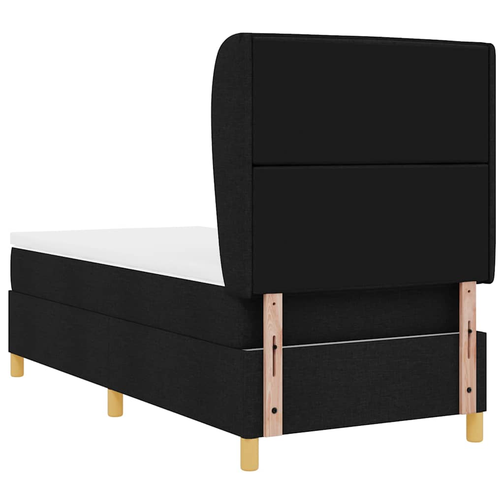 Boxrugós ágy matracmal fejtámlával Fekete 200 x 80 cm szövet