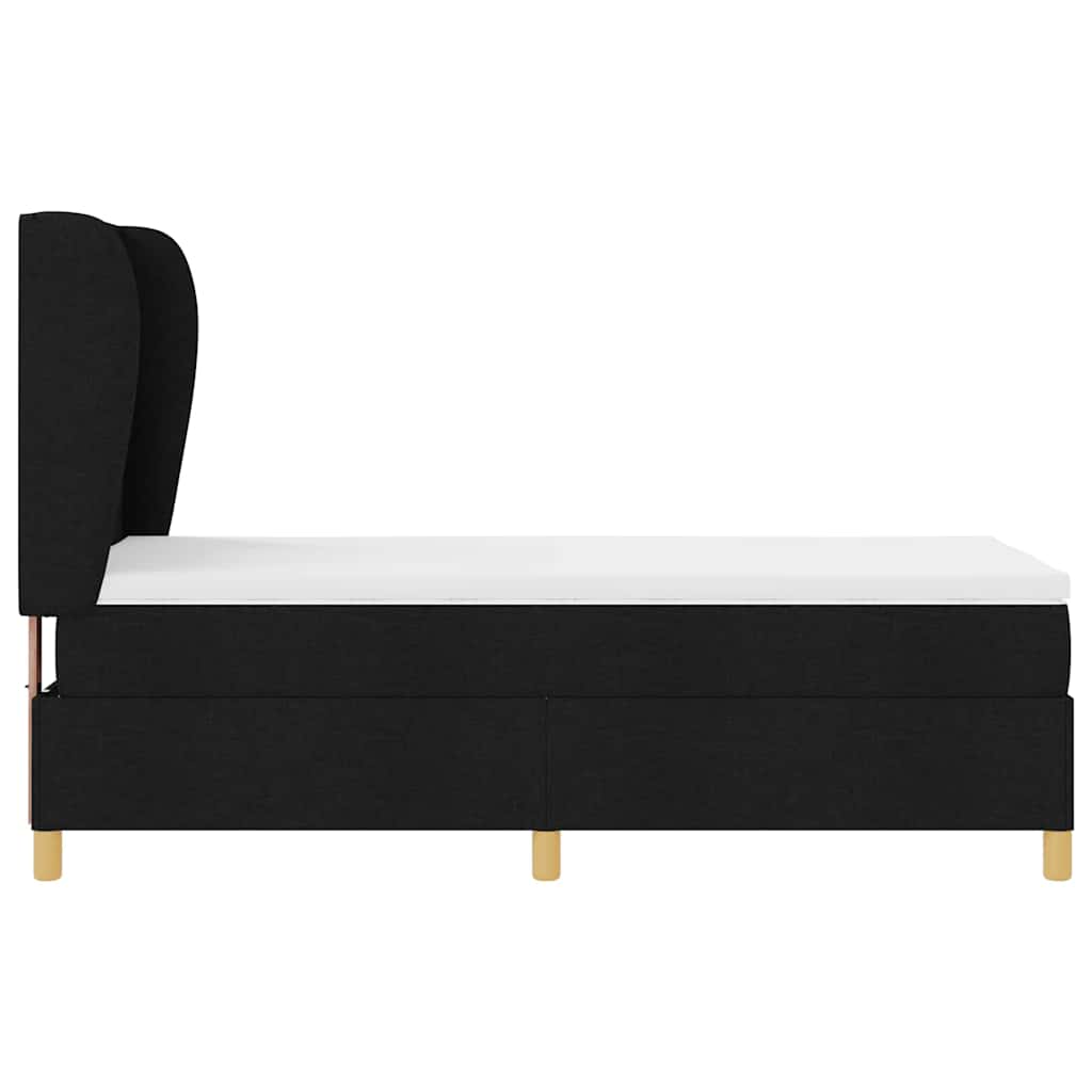 Boxrugós ágy matracmal fejtámlával Fekete 200 x 80 cm szövet
