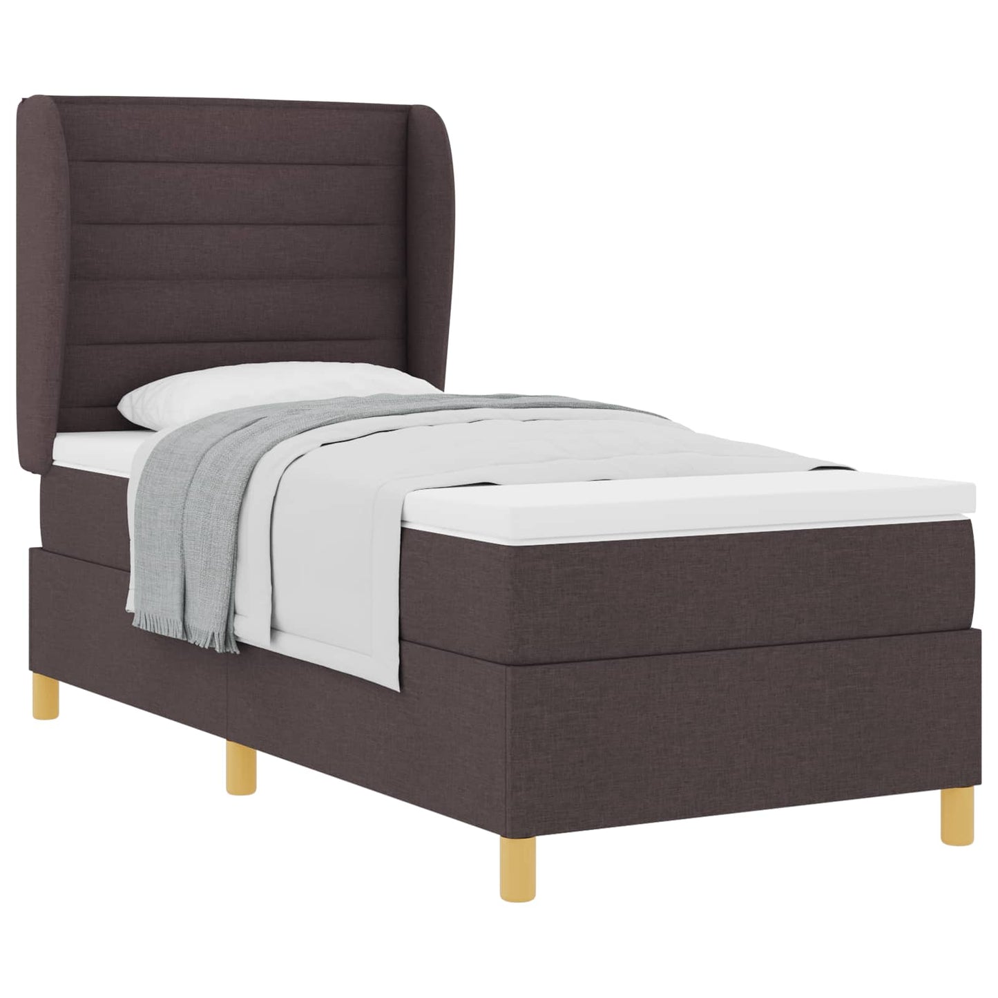 Boxrugós ágy matracmal Sötét Barna 200 x 90 cm szövet