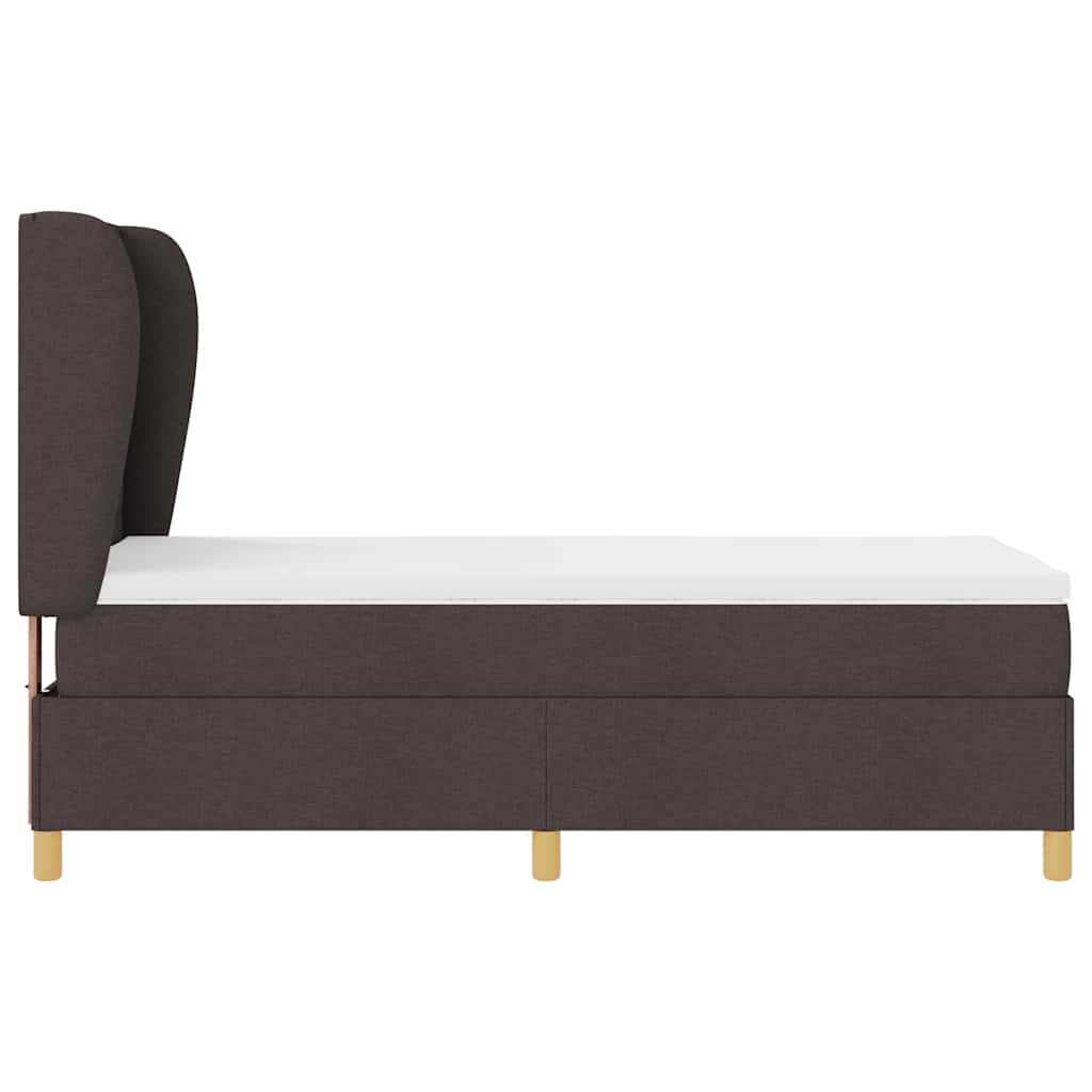 Boxrugós ágy matracmal Sötét Barna 200 x 90 cm szövet