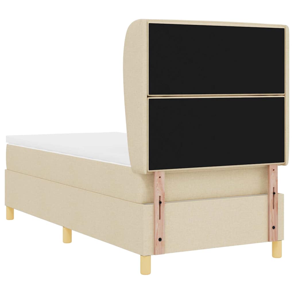 Boxrugós ágy matracmal fejtámlával Krém 200 x 90 cm szövet