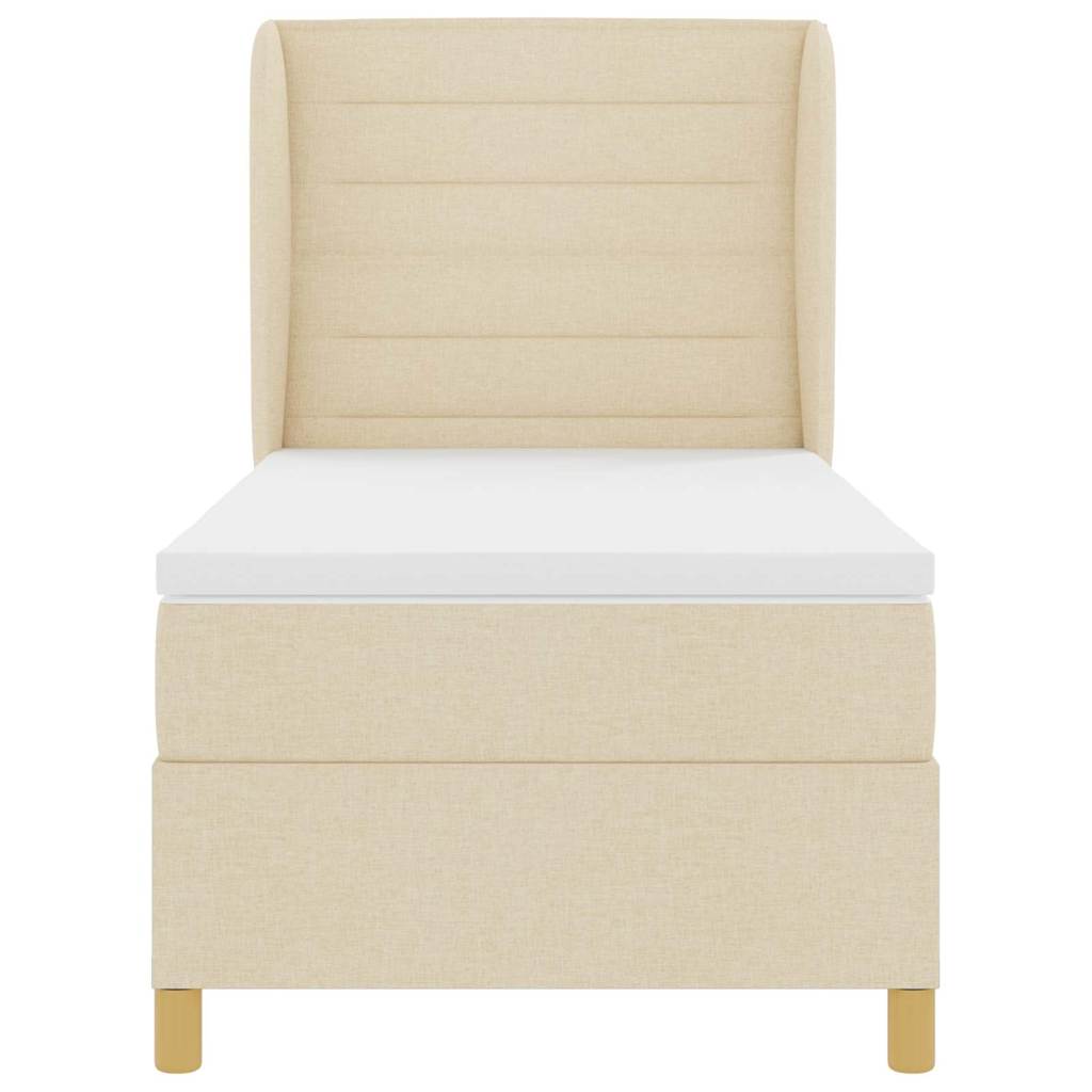 Boxrugós ágy matracmal fejtámlával Krém 200 x 90 cm szövet