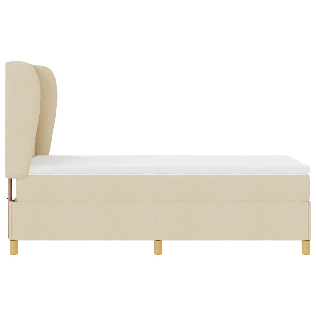 Boxrugós ágy matracmal fejtámlával Krém 200 x 90 cm szövet