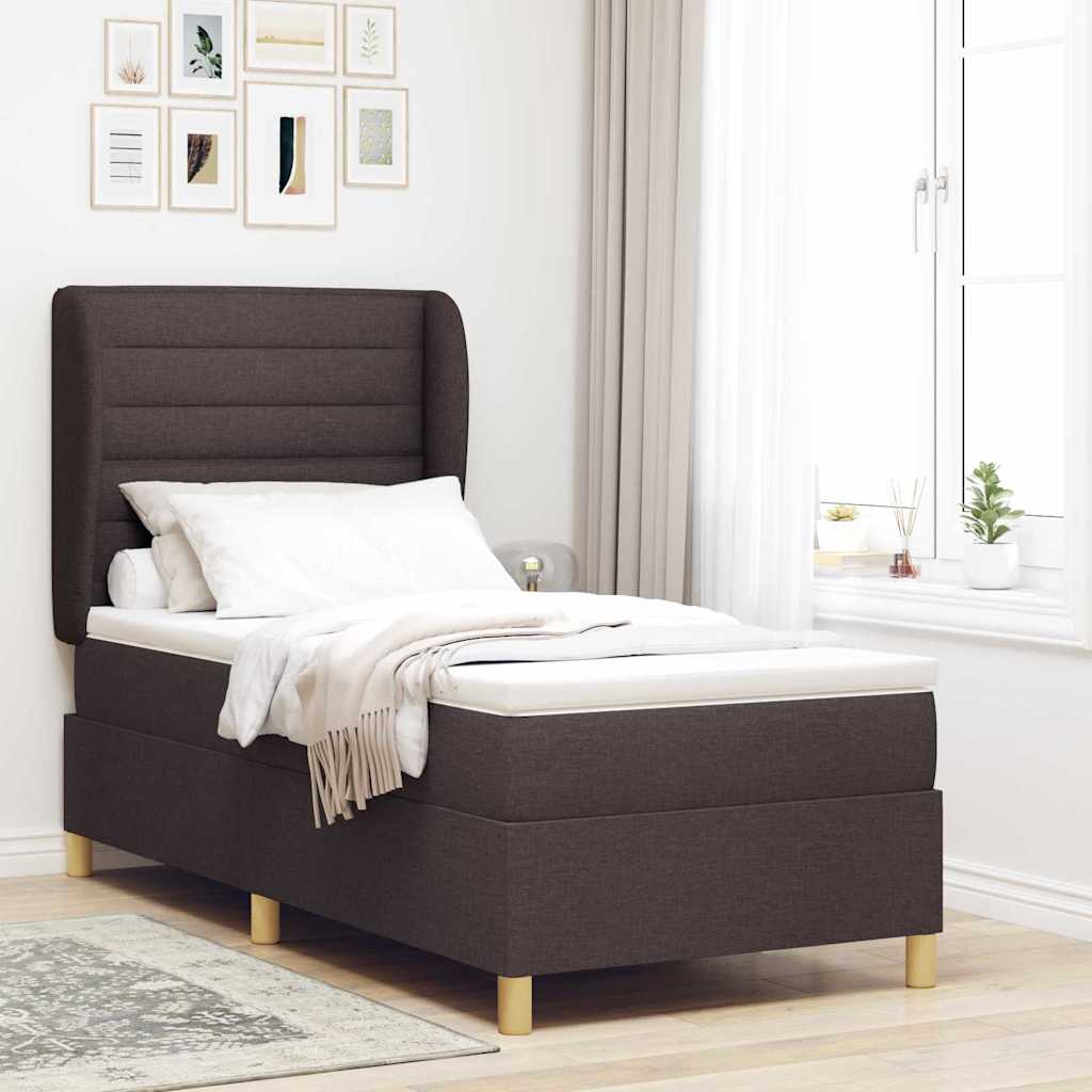 Boxrugós ágy matracmal Sötét Barna 200 x 100 cm szövet