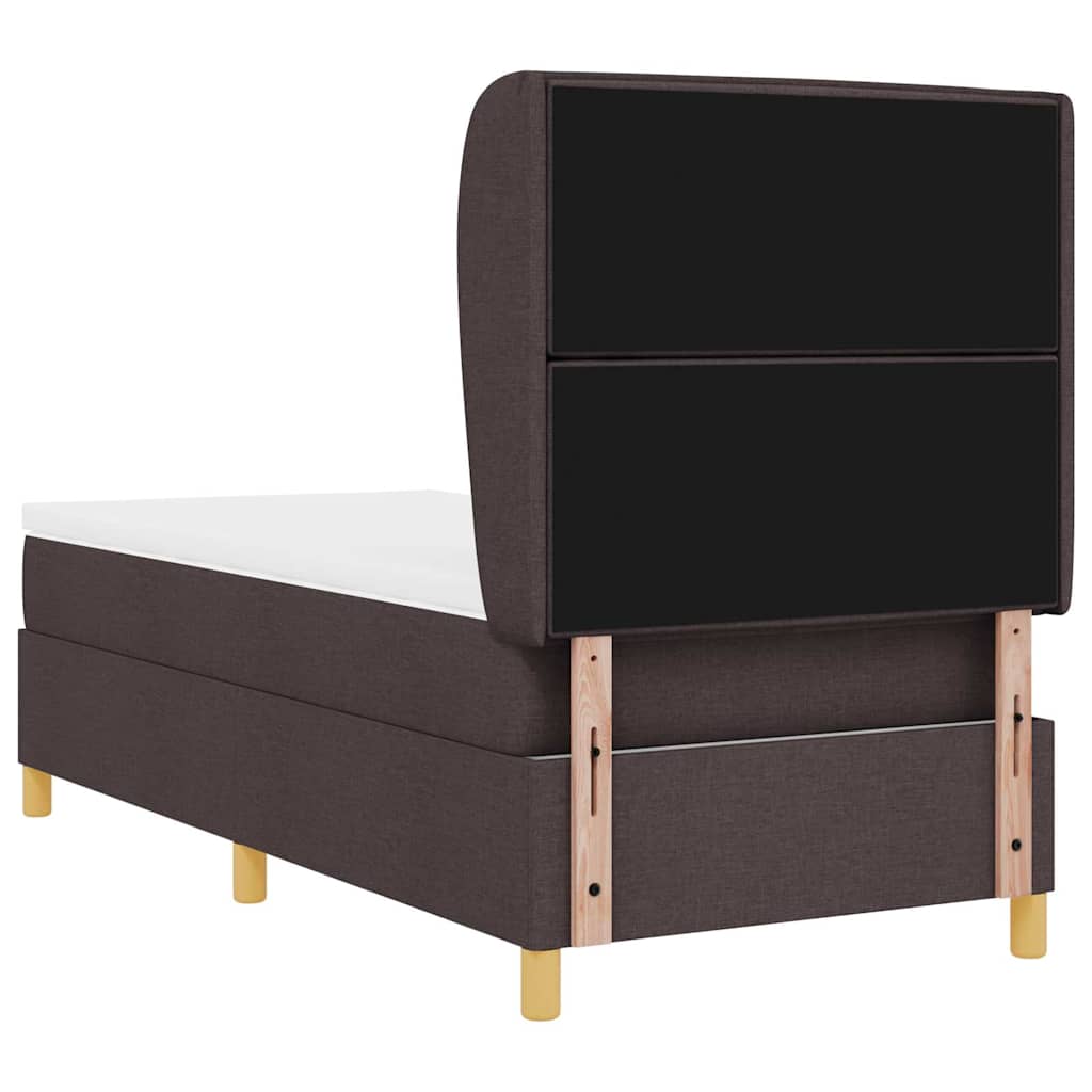 Boxrugós ágy matracmal Sötét Barna 200 x 100 cm szövet