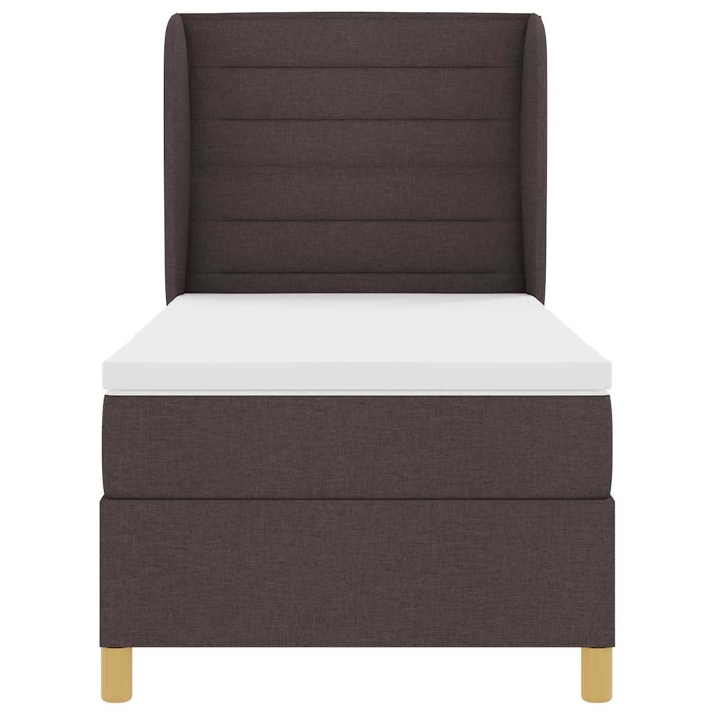 Boxrugós ágy matracmal Sötét Barna 200 x 100 cm szövet