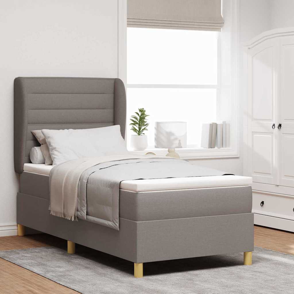 Boxrugós ágy matracmal fejtámlával Tópszínű 200 x 100 cm szövet