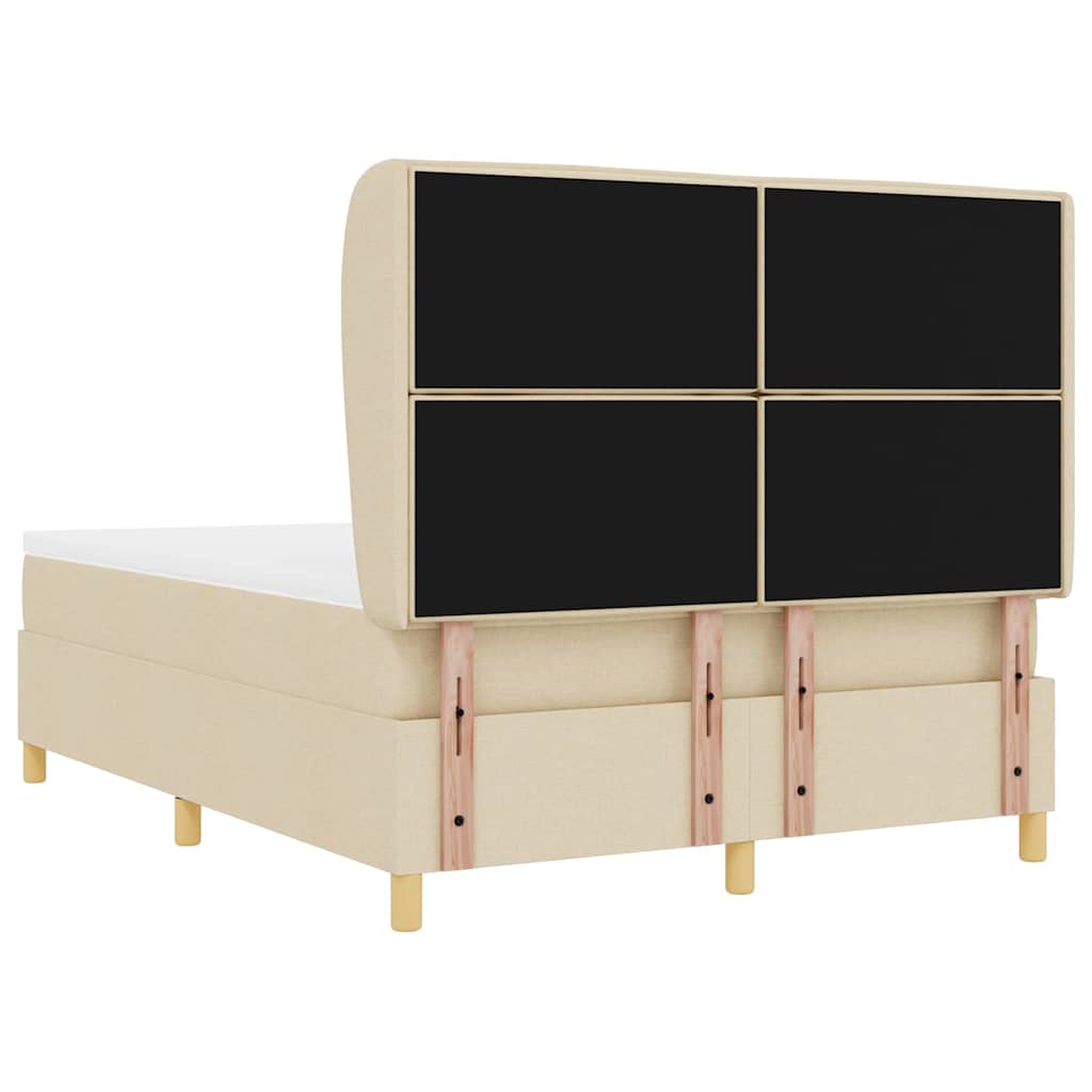 Boxrugós ágy matracmal fejtámlával Krém 190 x 140 cm szövet