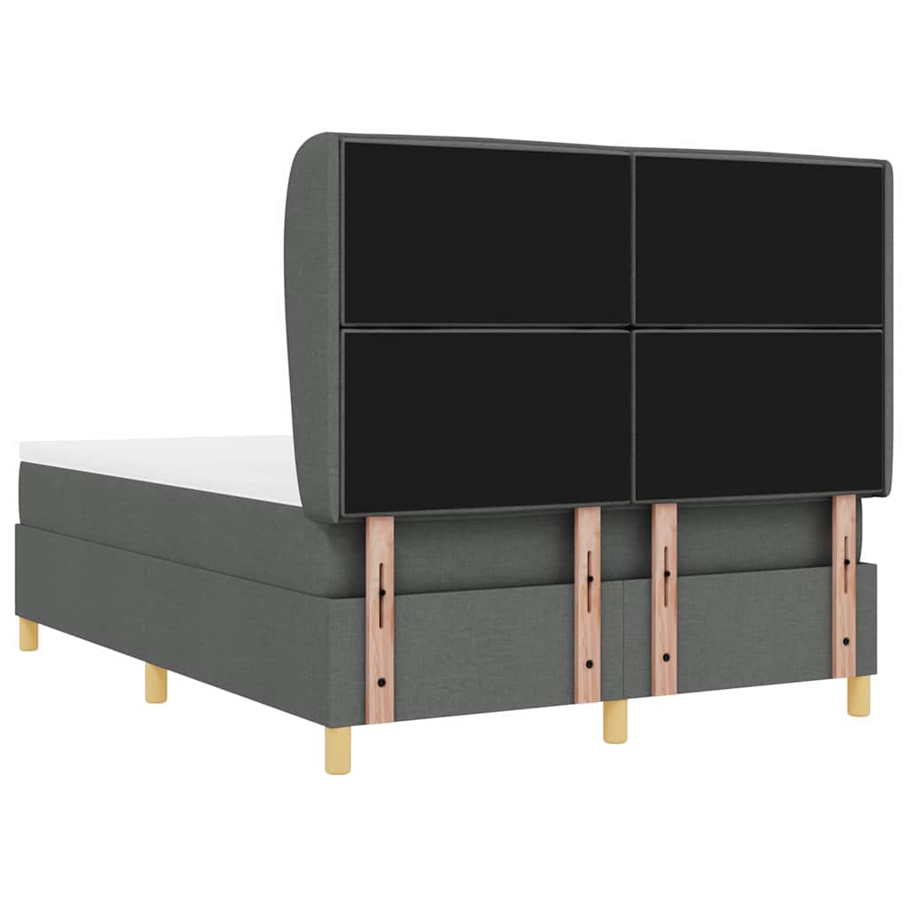 Boxrugós ágy matracmal Sötétszürke 200 x 140 cm szövet