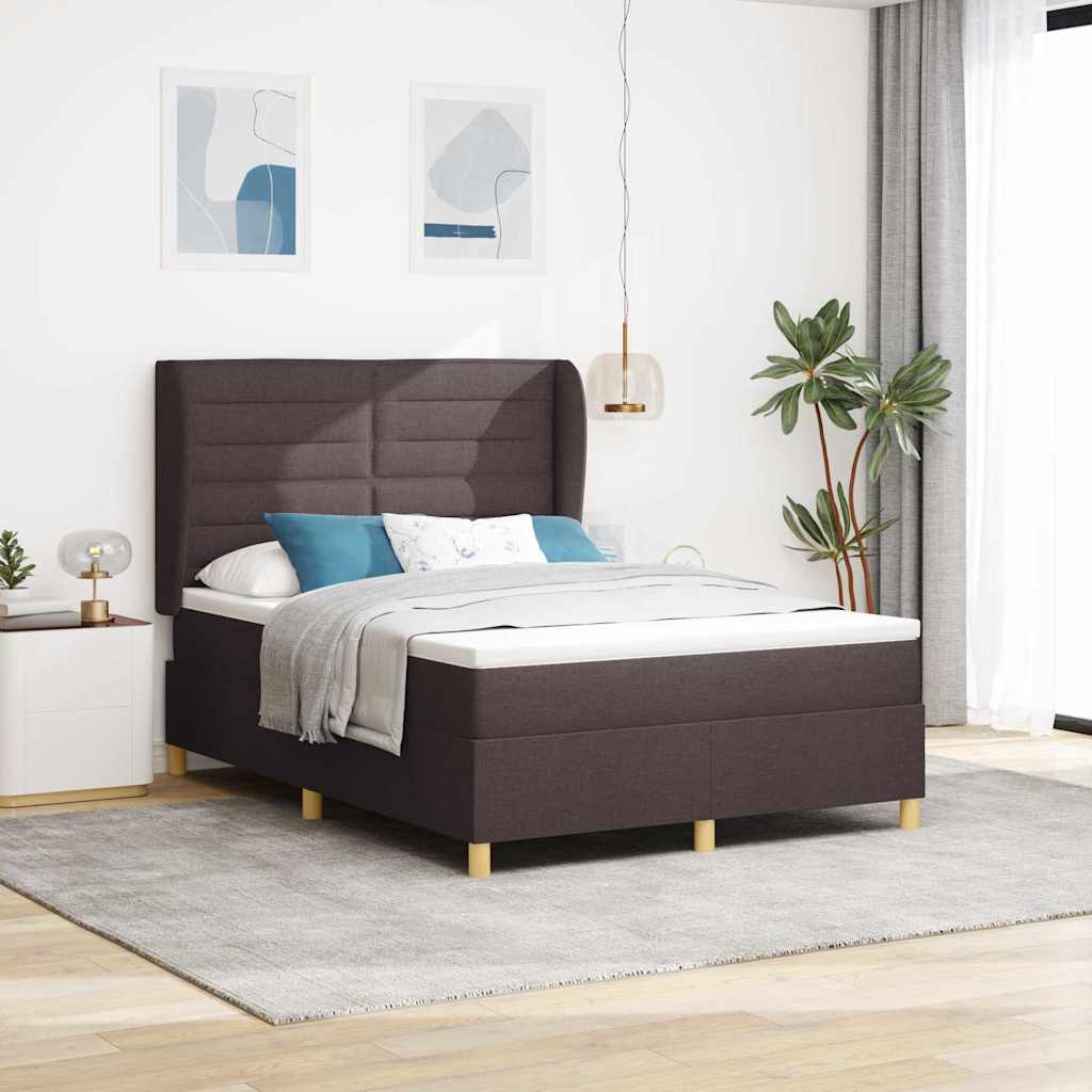 Boxrugós ágy matracmal Sötét Barna 200 x 140 cm szövet