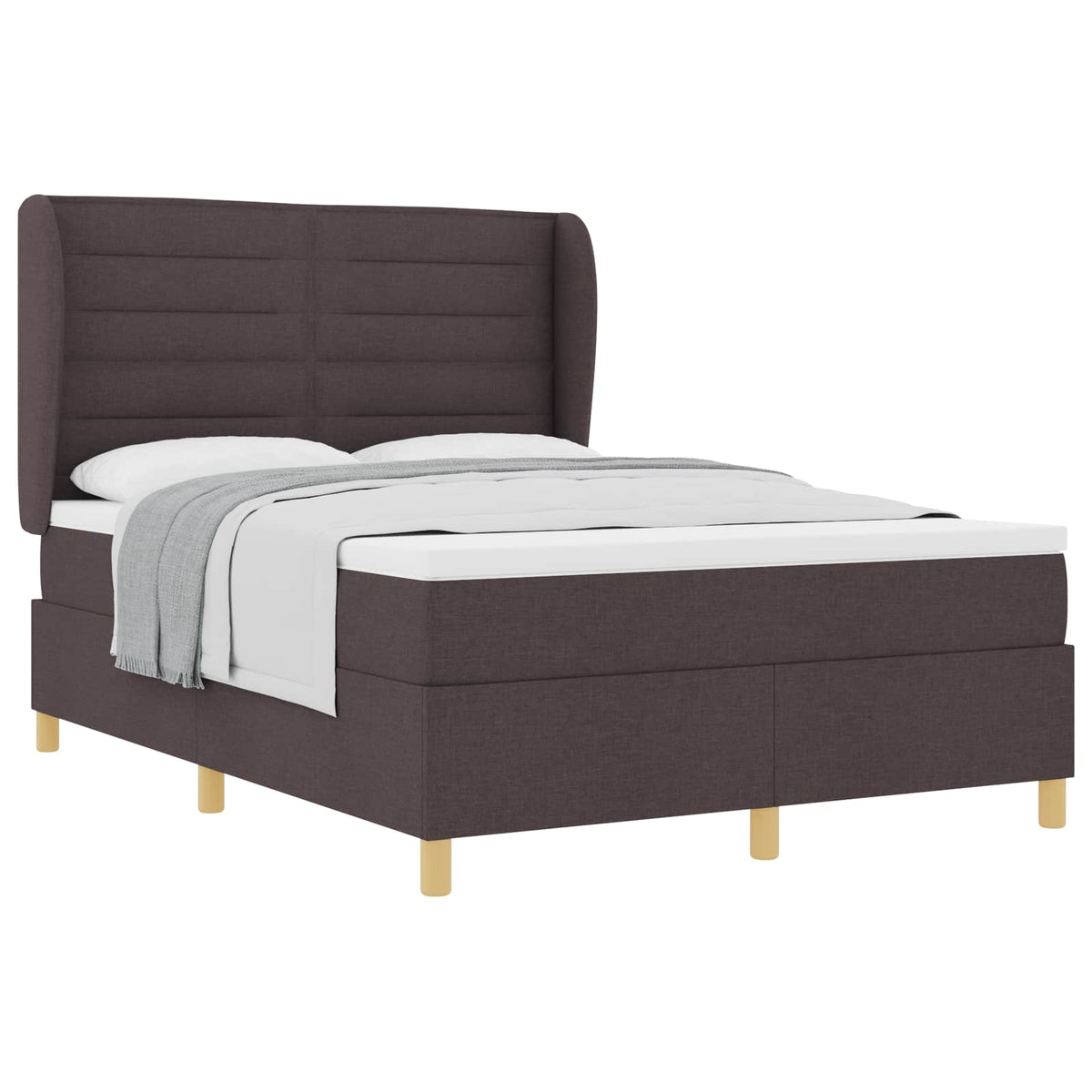 Boxrugós ágy matracmal Sötét Barna 200 x 140 cm szövet